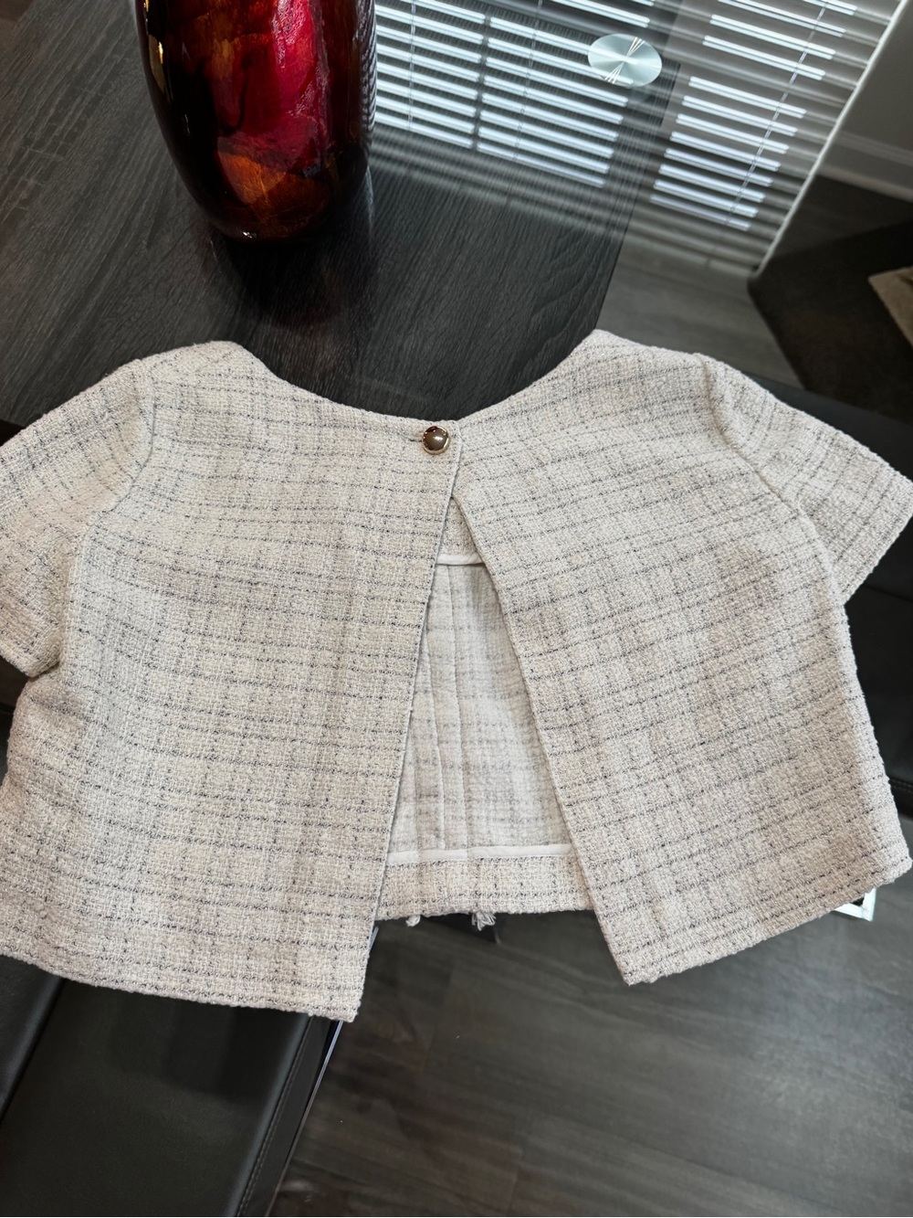 Maje Ecru Tweed Cropped Bustier Top - Picture 9 of 16